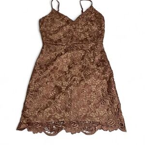 Express Rose gold lace dress #glam #promdress #winterformal #coquette